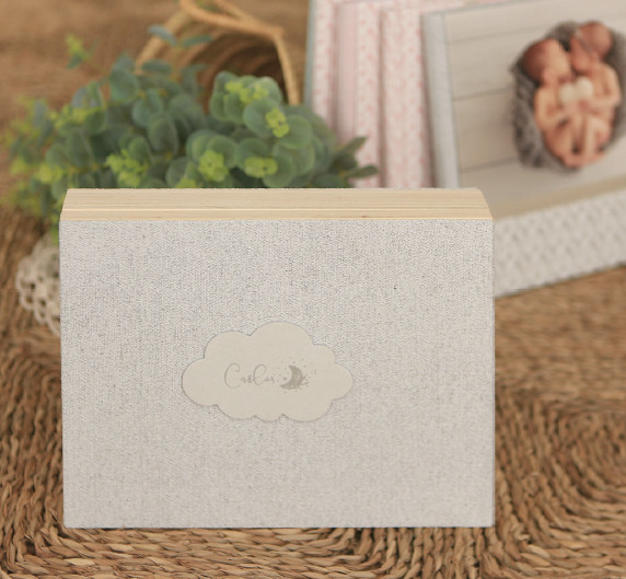 Caja de Madera Recta Imán Textil