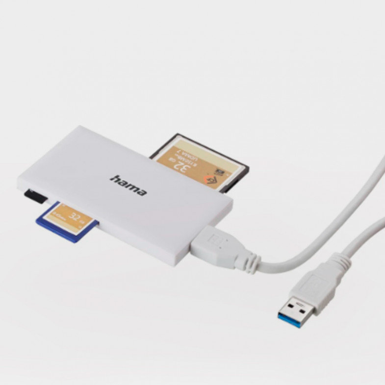 Multilector de tarjetas USB 3.0, SD / microSD / CF / MS, blanco